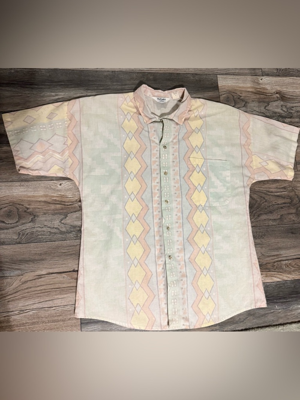 Vintage California Del Mar pastel button up, beachwear